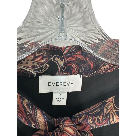 Evereve Dress Paisley Print Tie Front Chiffon Gremlin Forest Eliza Midi Small - Picture 3 of 15